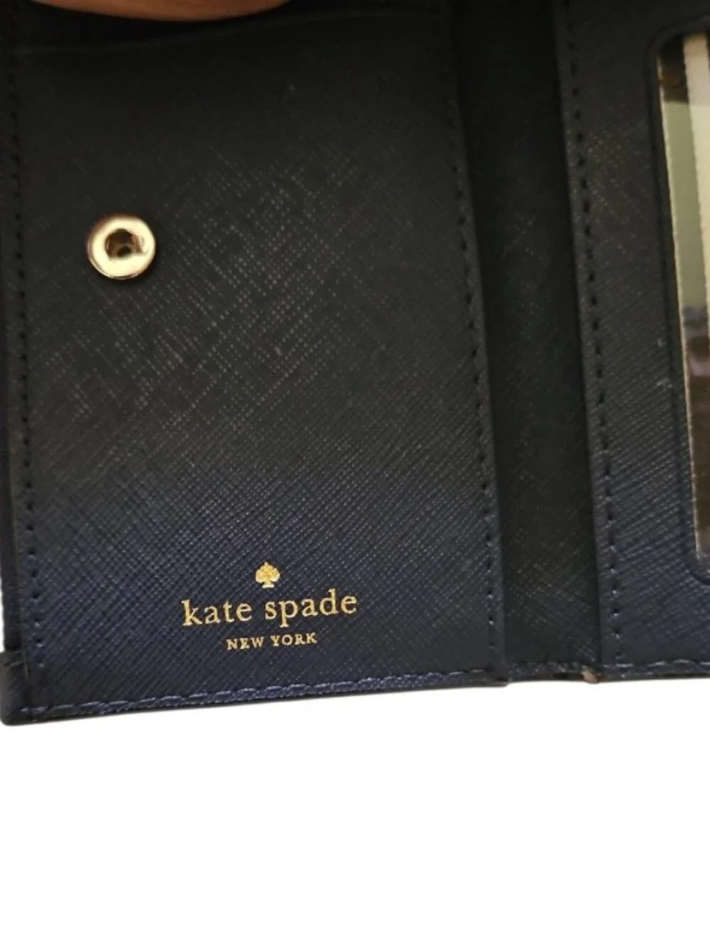 Kate Spade Navy Red Colorblock Bifold Wallet Saffiano Leather Gold Hardware